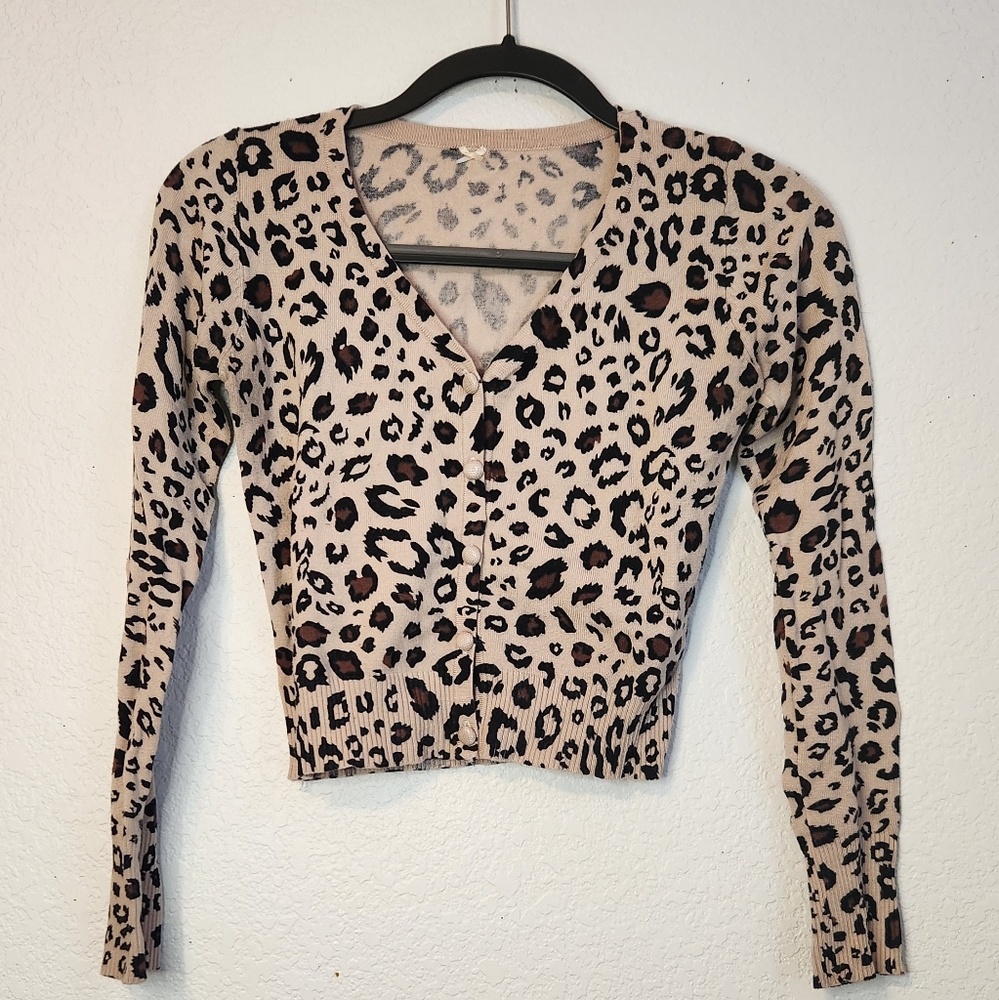Leopard Print Cardigan, Size XS